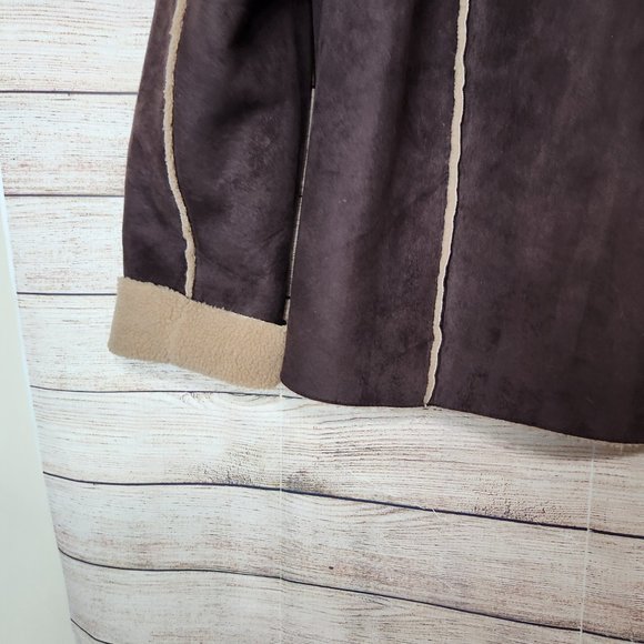 Vintage CARTE Women's Faux Suede Faux Wool Jacket Pockets Hoodie Size Large - Picture 15 of 16